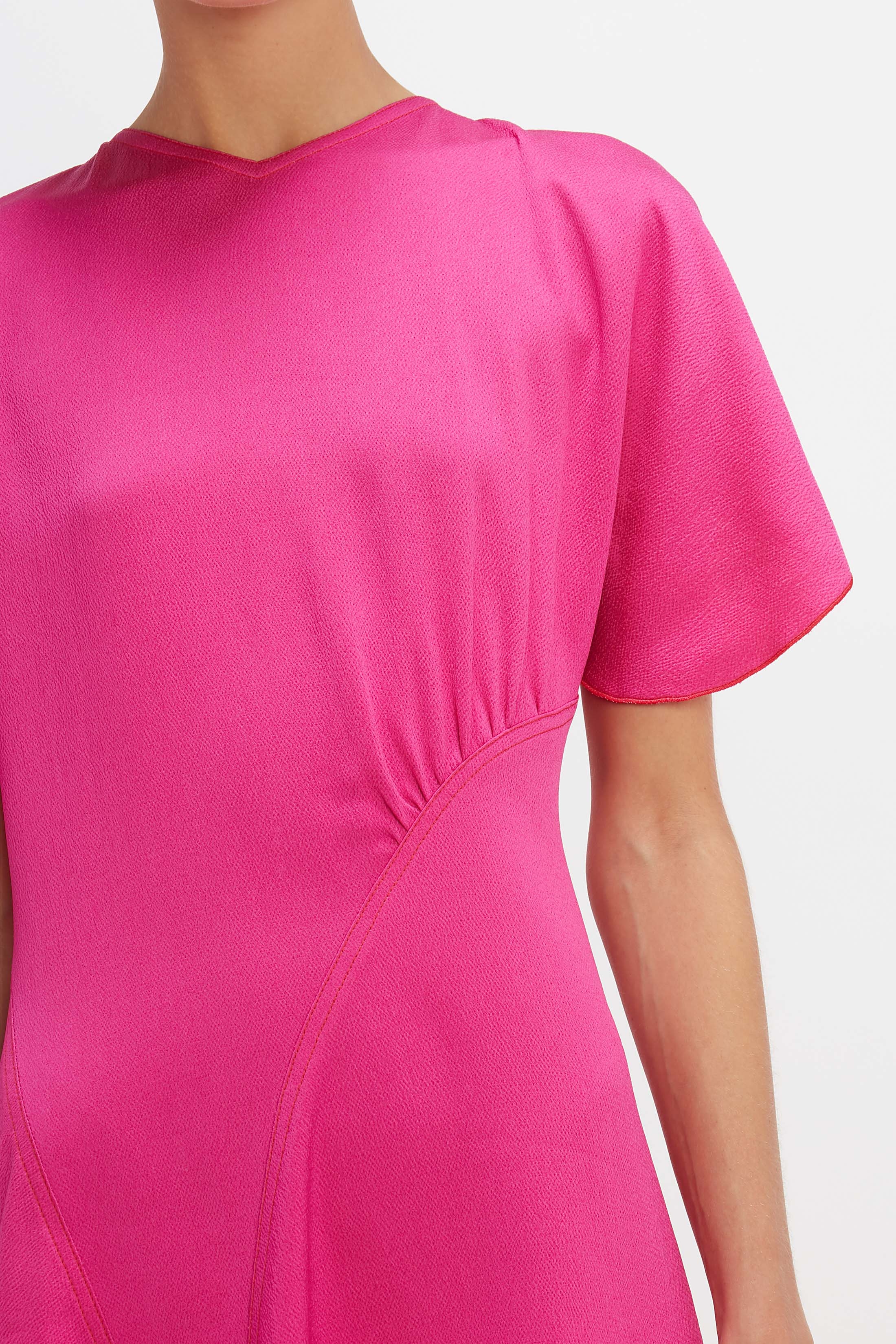 Cap Sleeve Mini Dress in Fuchsia - 7