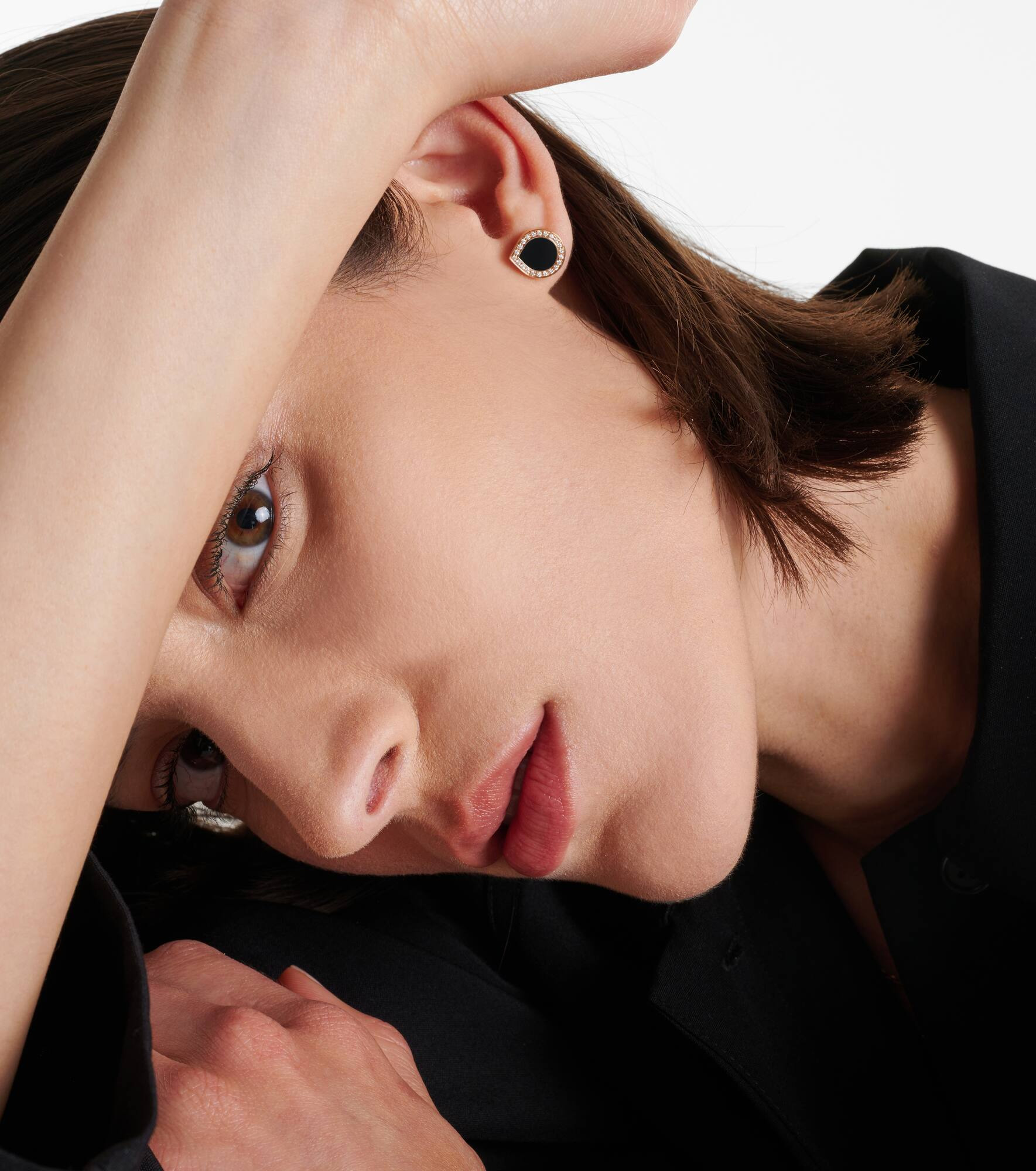 Antifer 18kt rose gold single earring with onyx and diamonds - 2