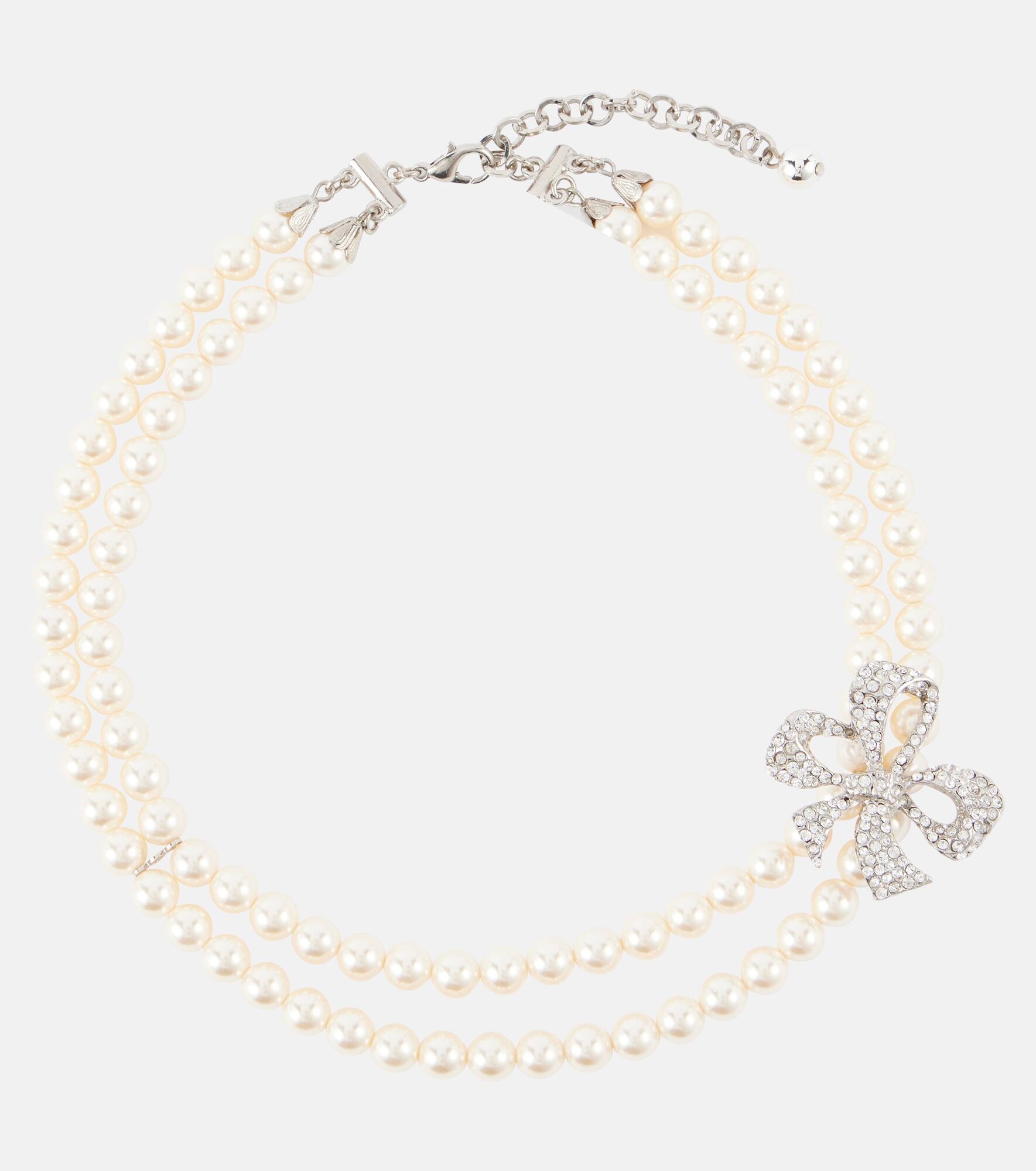 Crystal-embellished faux pearl necklace - 1
