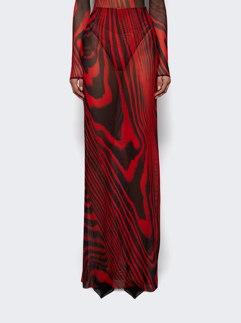 David Koma Printed Mesh Maxi Skirt Red And Black outlook