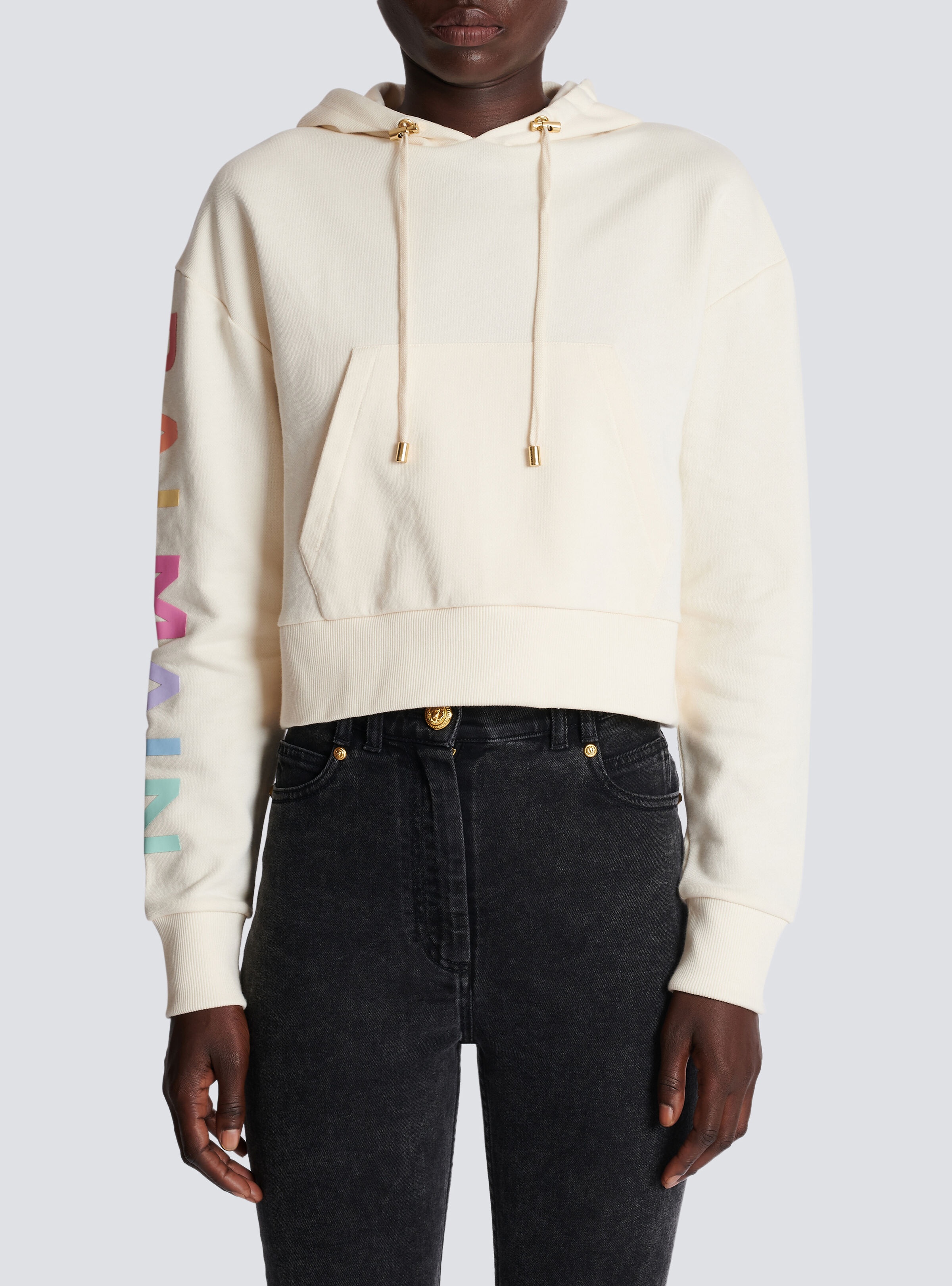 Cotton printed Balmain logo sweatshirt - 6