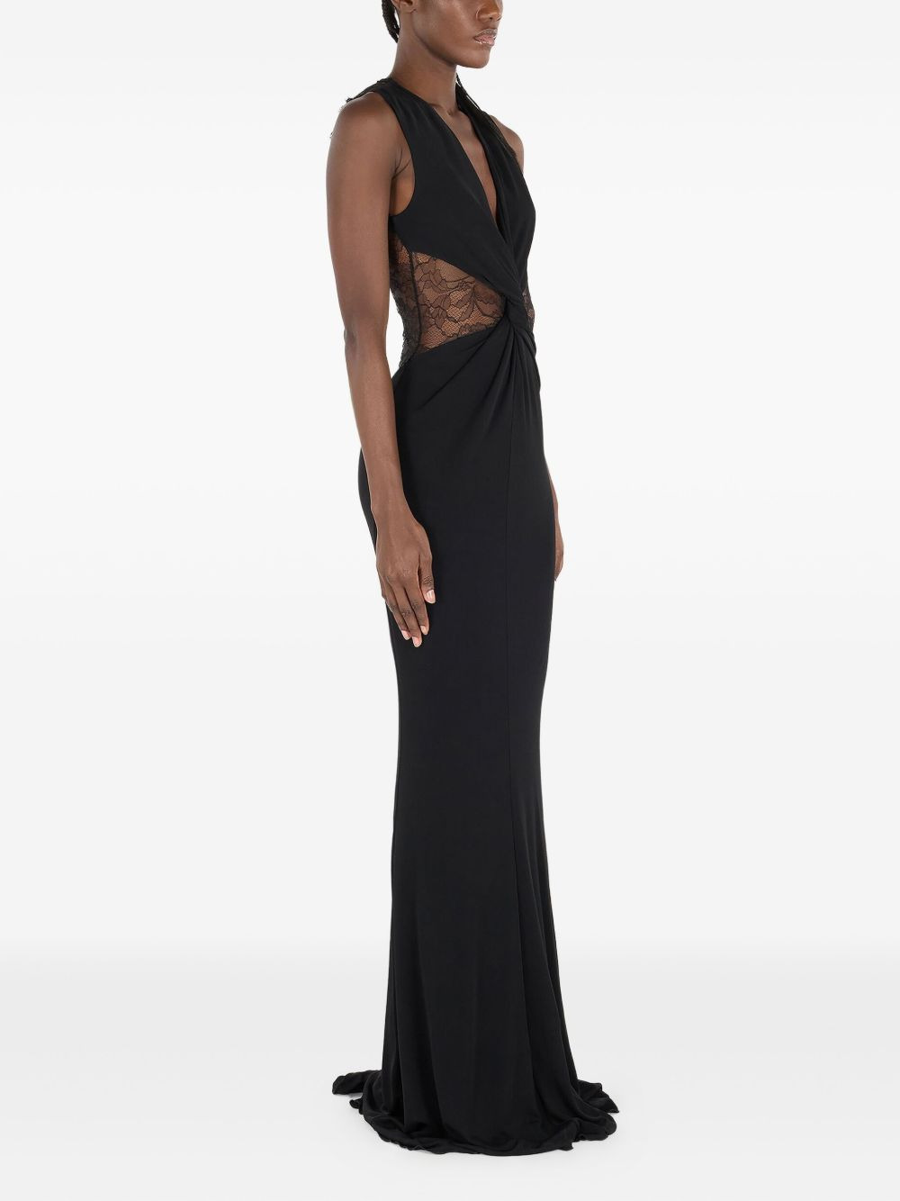 lace-insert gown - 3