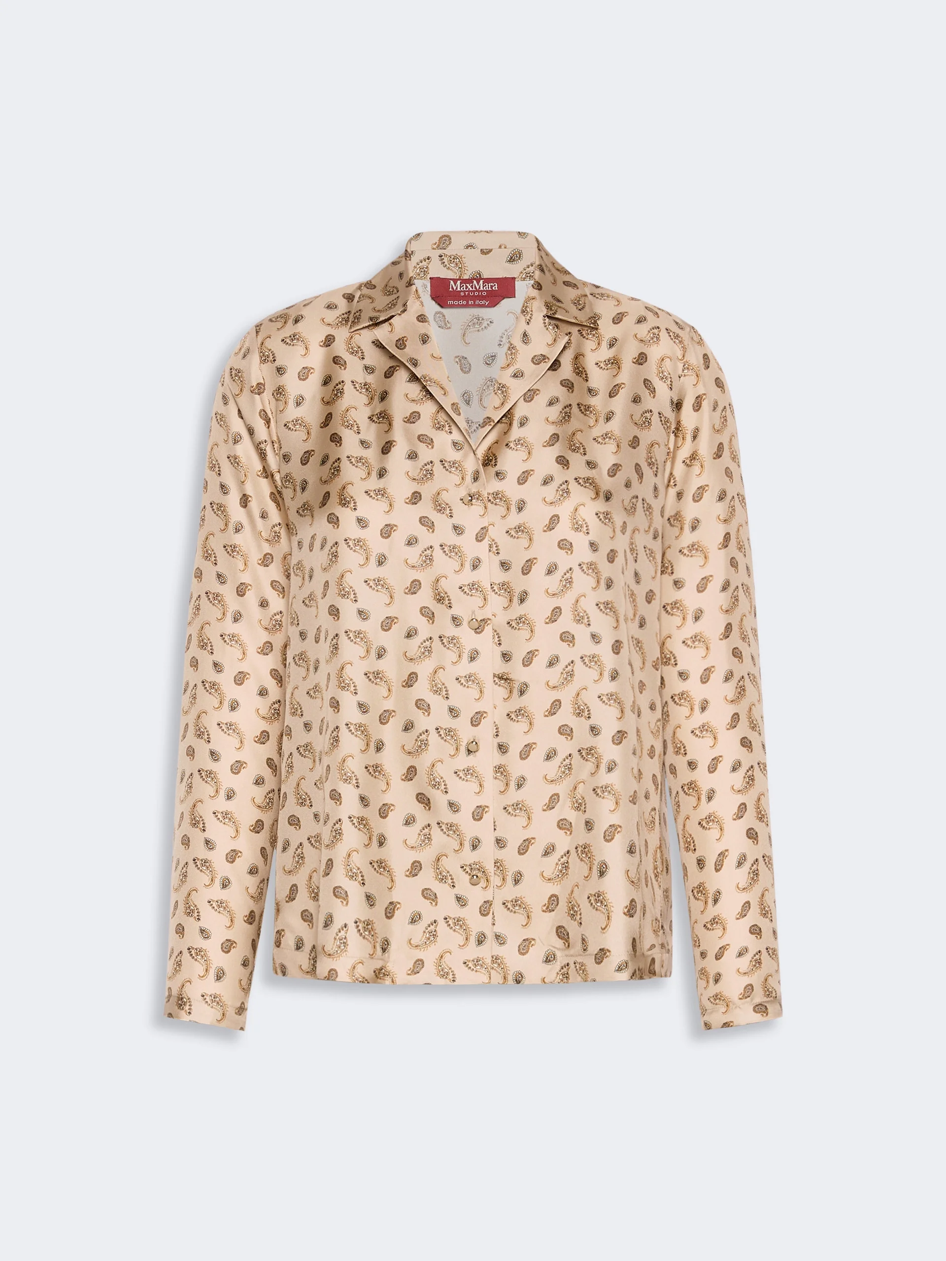 UDENTE Printed silk boxy shirt - BEIGE - 1