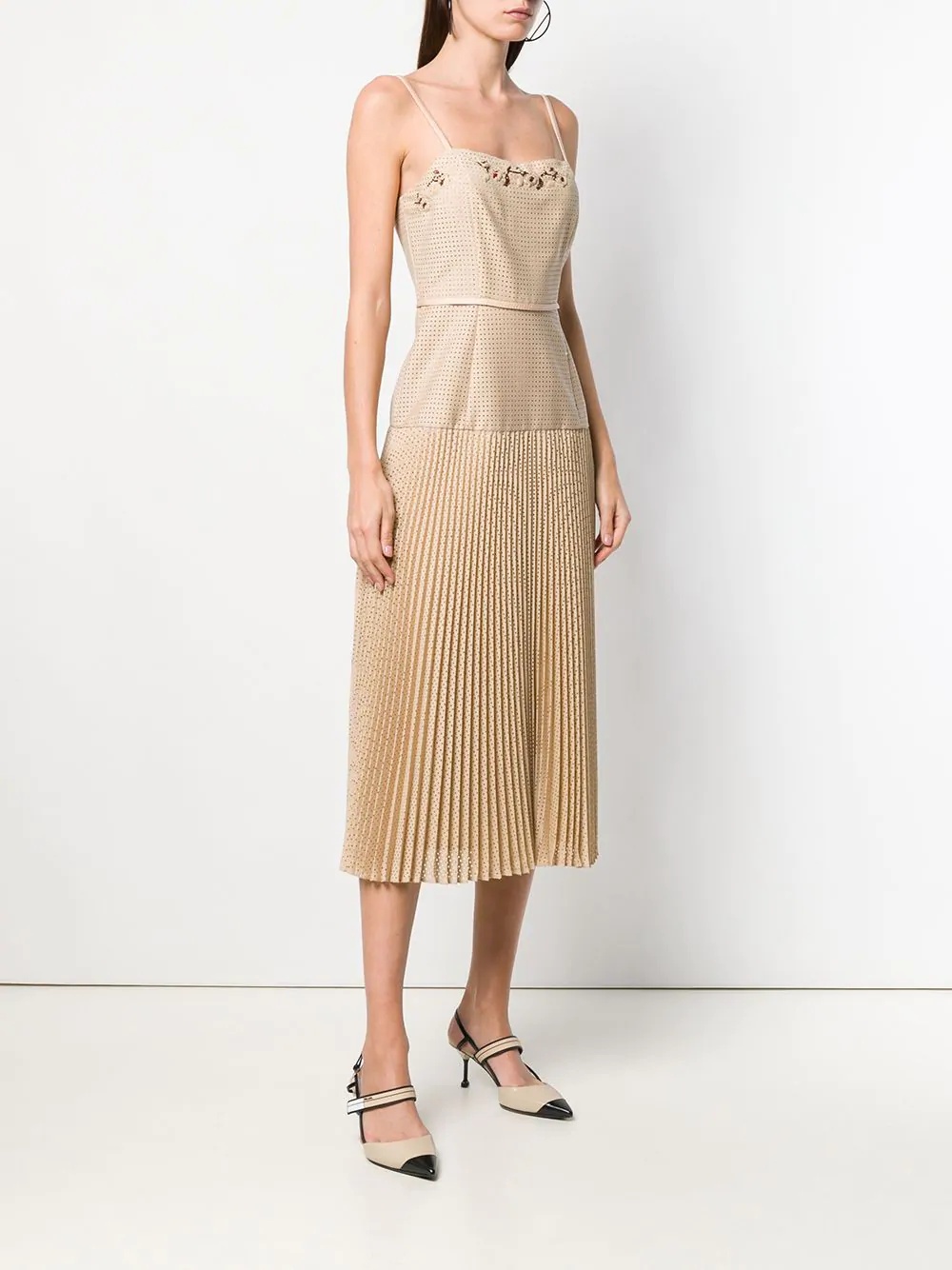 perforated pleated dress - 3