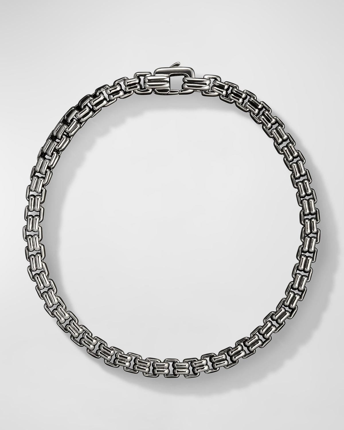 Men's Double Box Chain Bracelet in Silver, 4mm - 3