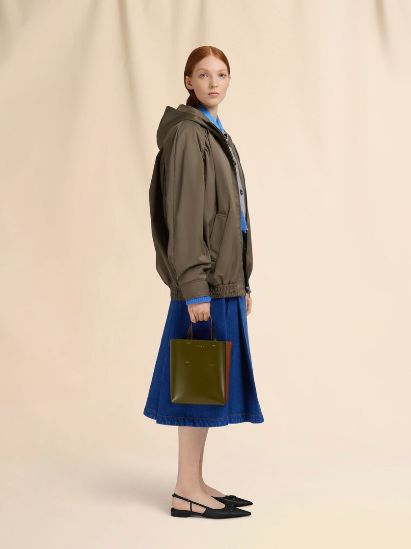 DEEP GREEN BROWN AND BLACK LEATHER MUSEO MINI BAG - 2