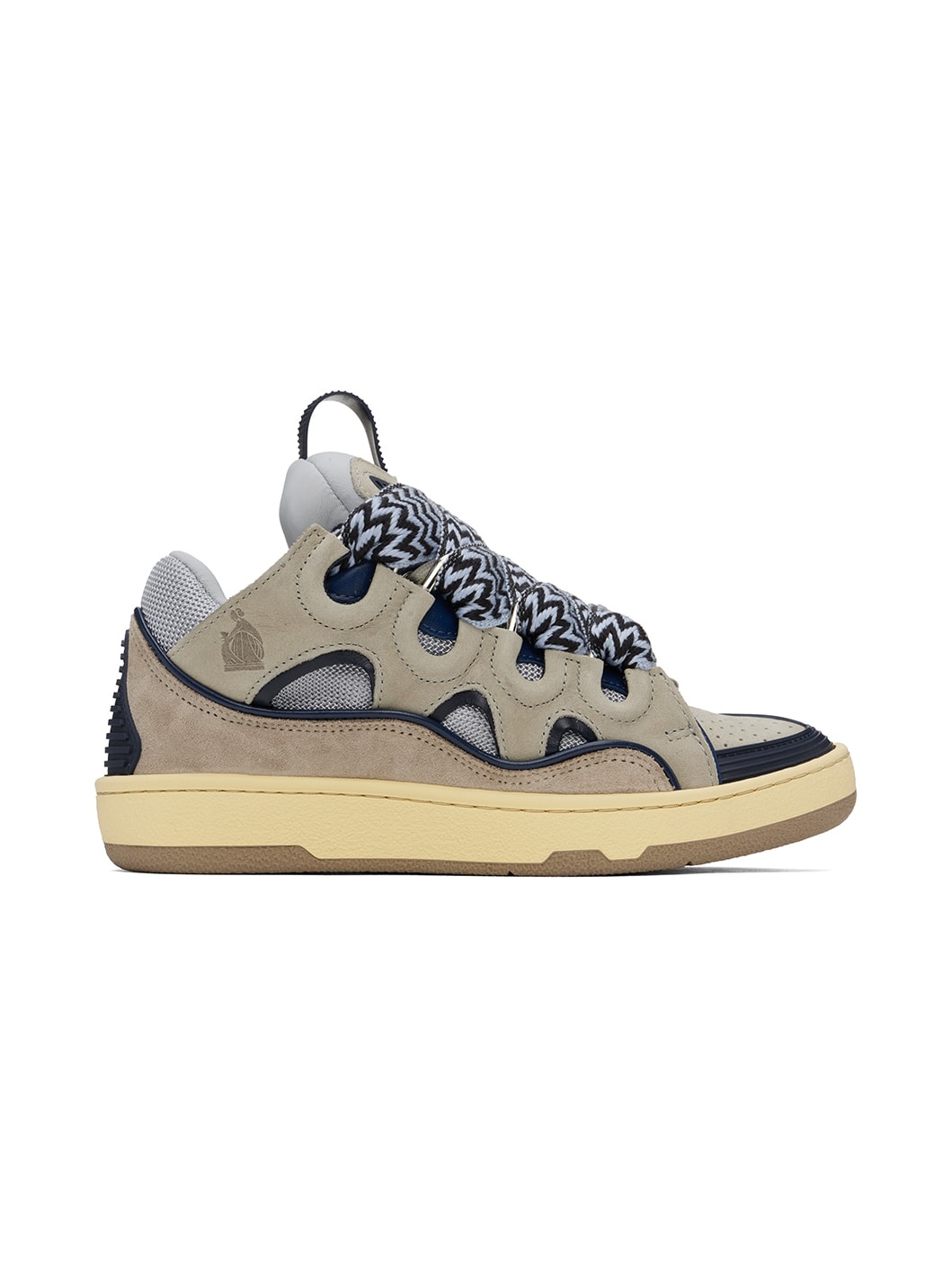 Gray & Navy Leather Curb Sneakers - 1