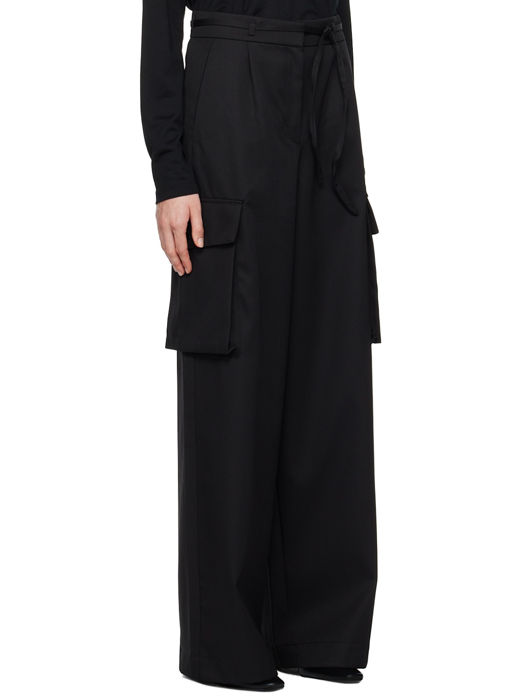 Black Tailored Cargo Trousers - 2