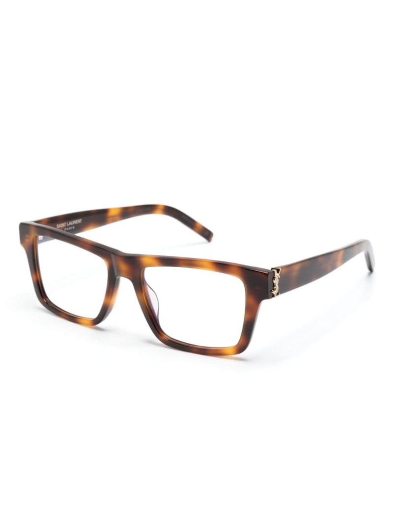 SAINT LAURENT tortoiseshell  square-frame glasses outlook