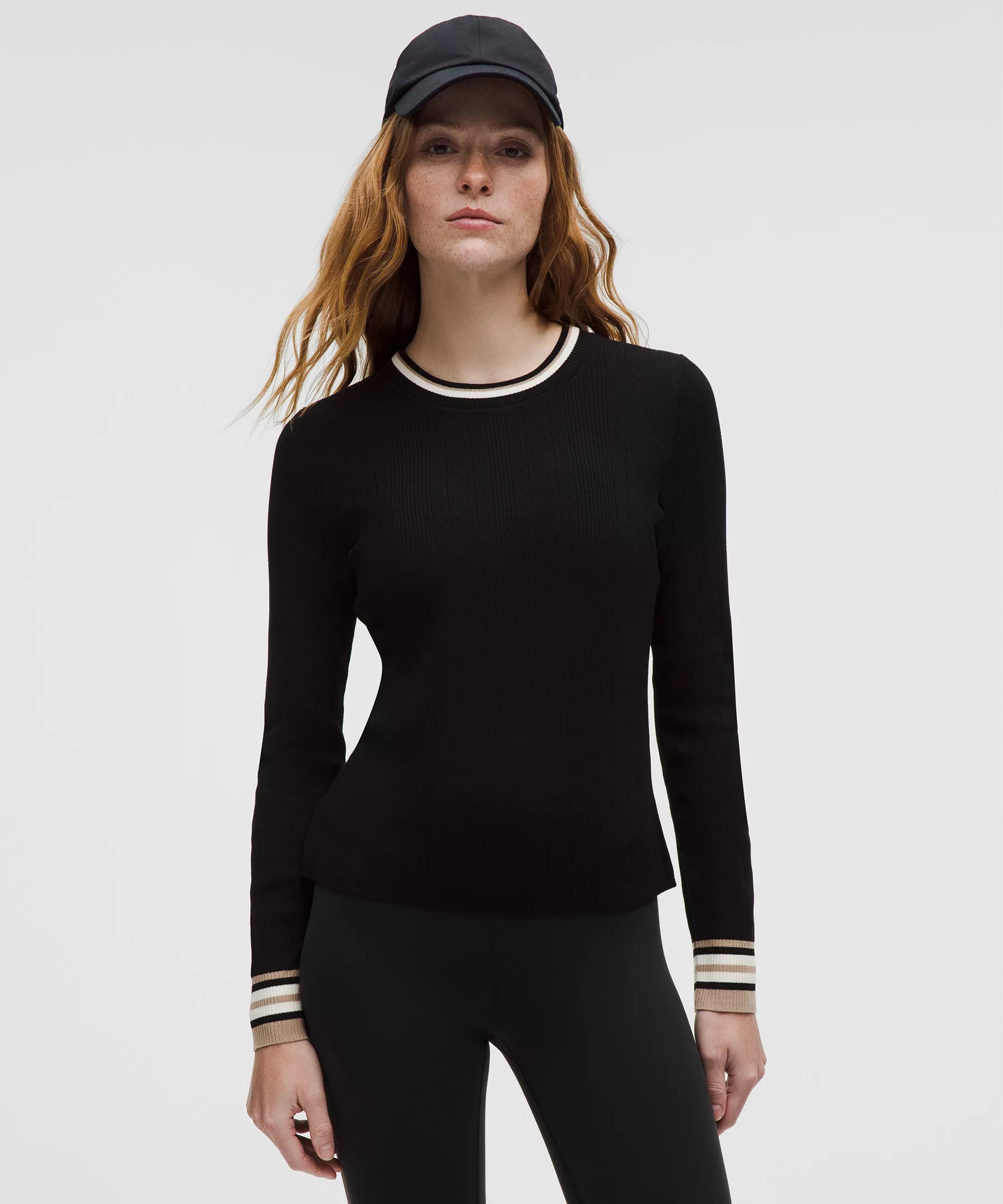Cotton-Blend Long-Sleeve Crew - 1