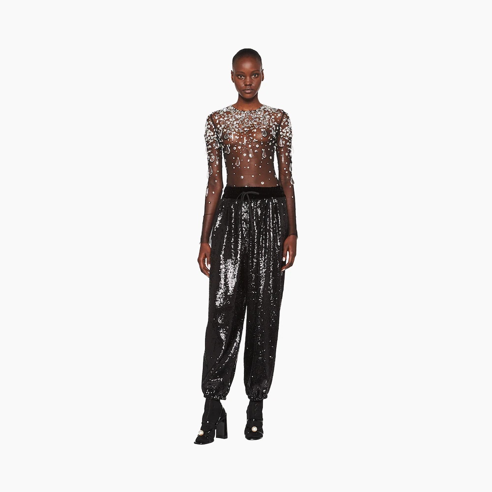 Embroidered sequined harem pants - 2