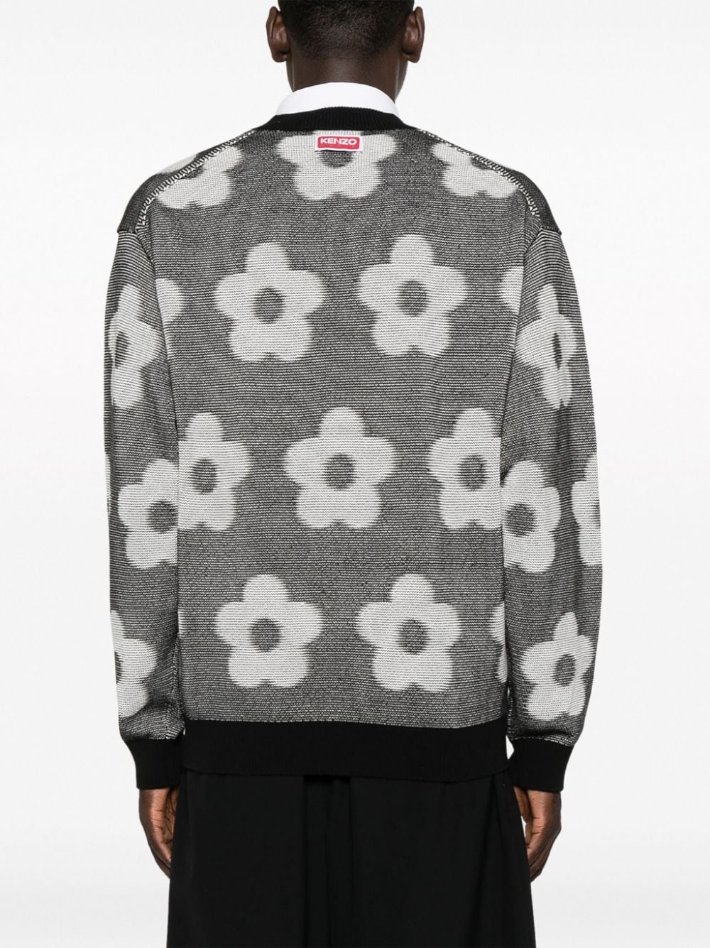 floral-intarsia knit cotton jumper - 4