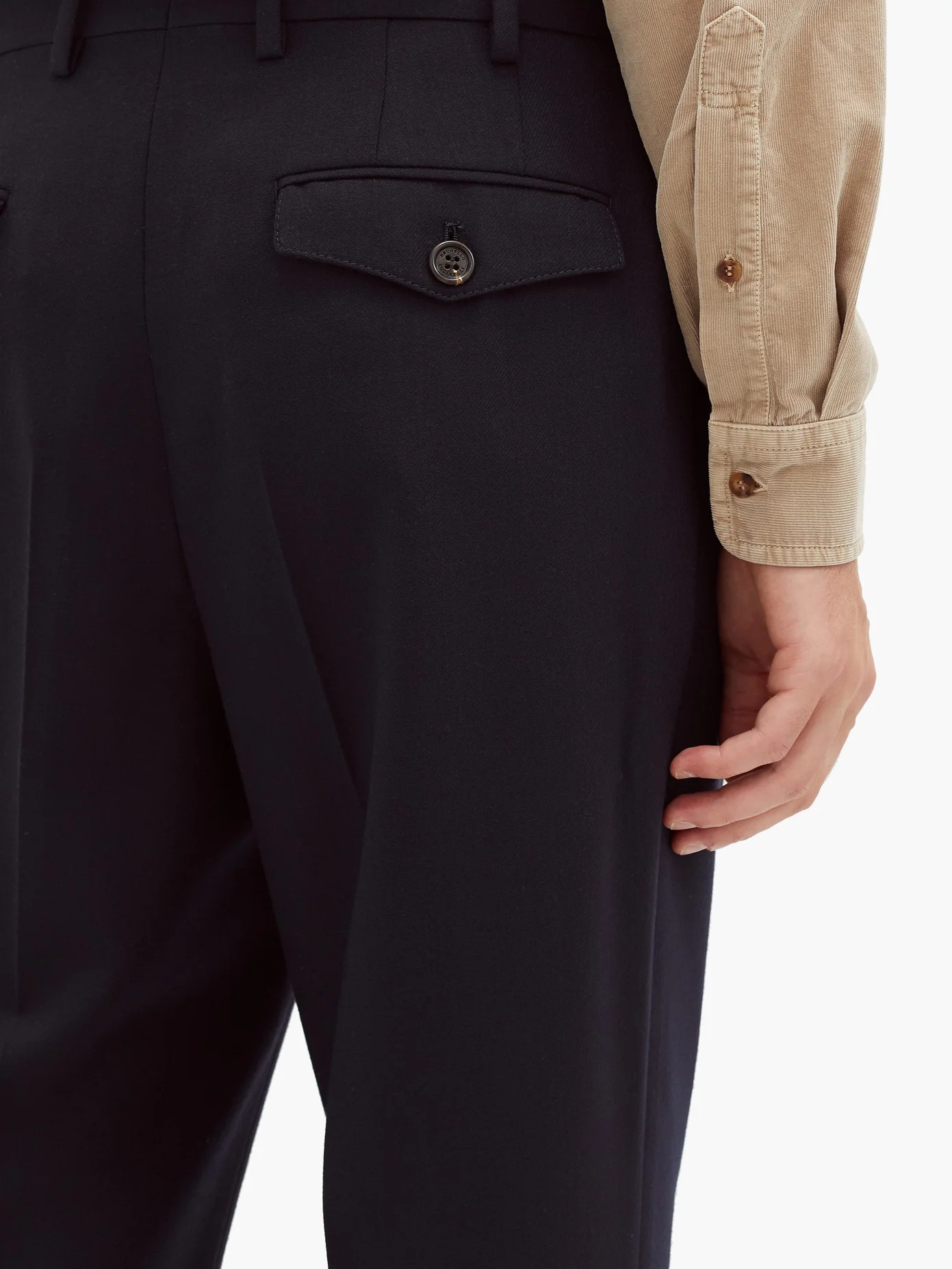 Adjustable-waist tailored wool-twill trousers - 4