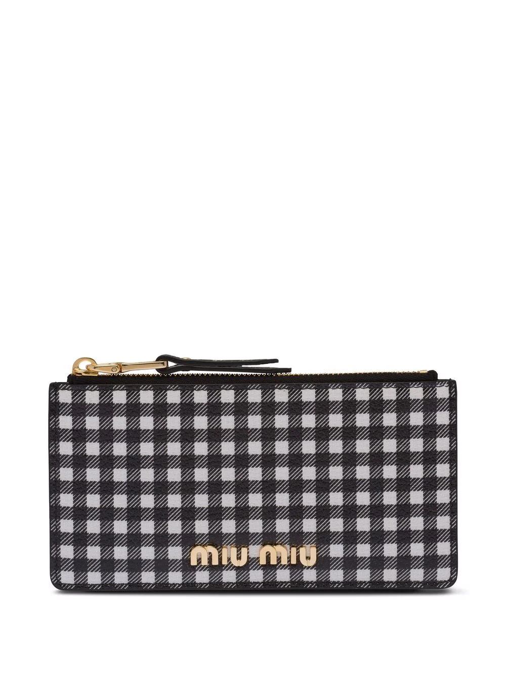 Madras check-print leather envelope wallet - 1