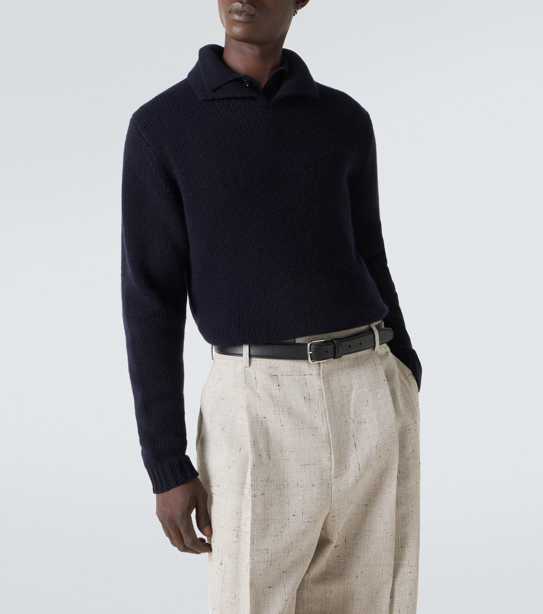 Wool and cashmere polo sweater - 5