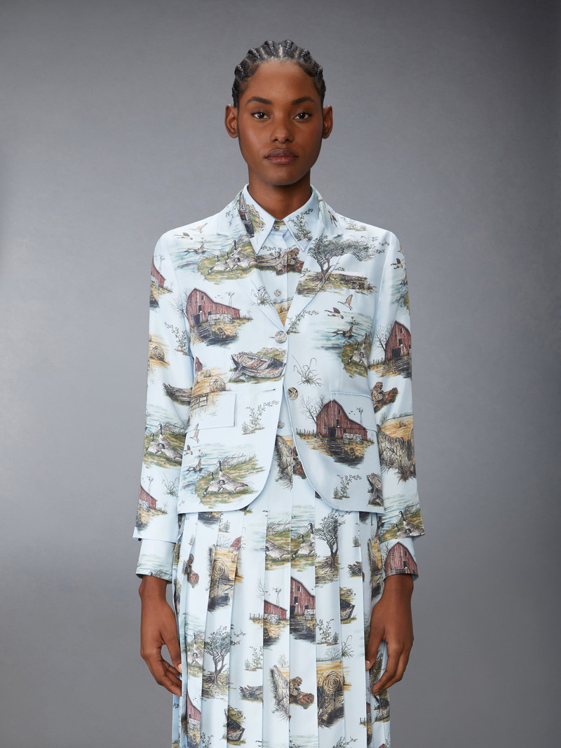 Thom Browne SCENIC TOILE SILK TWILL HIGH ARMHOLE SPORTCOAT outlook