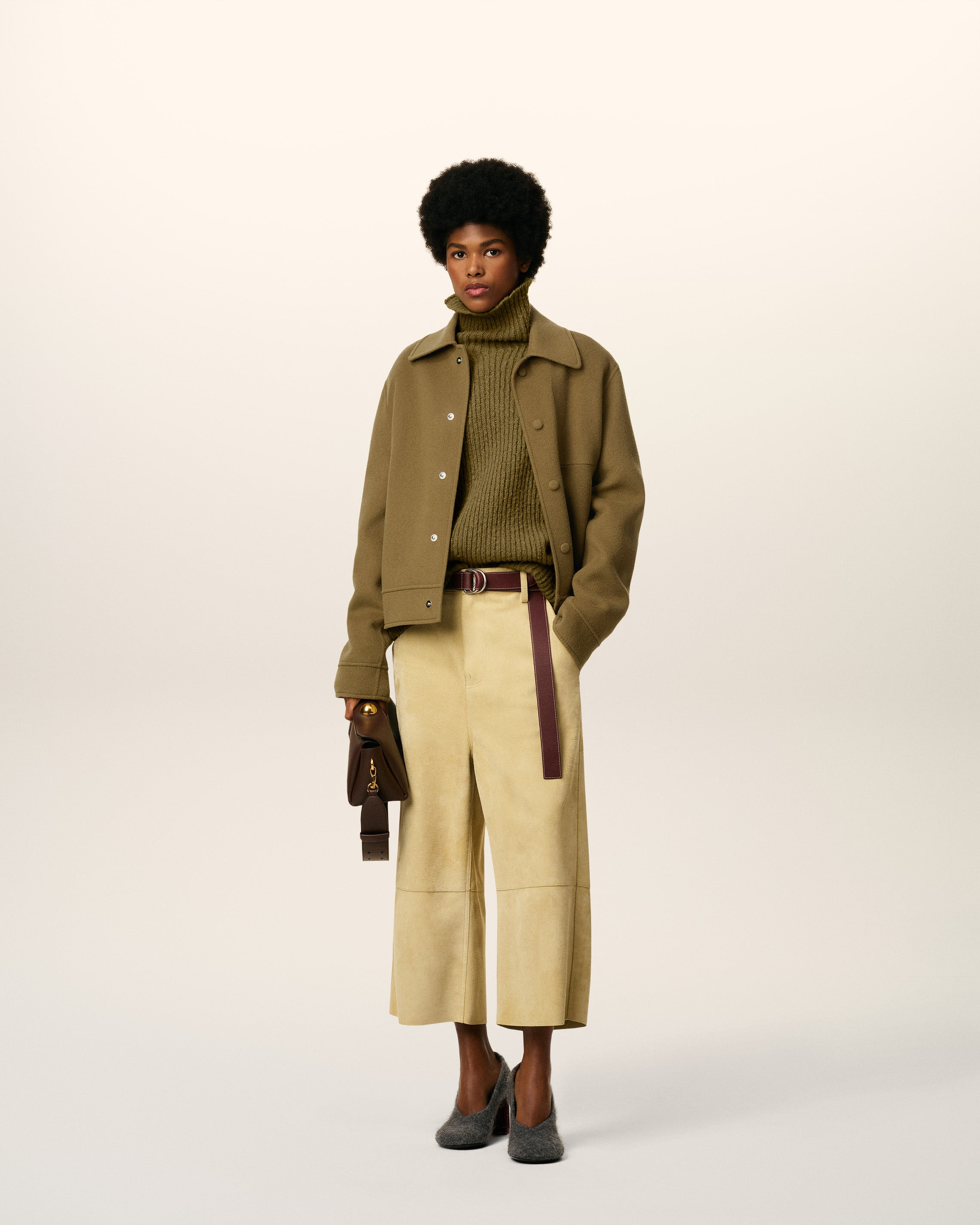 GREEN WOOL BOXY BUTTONED JACKET - 7