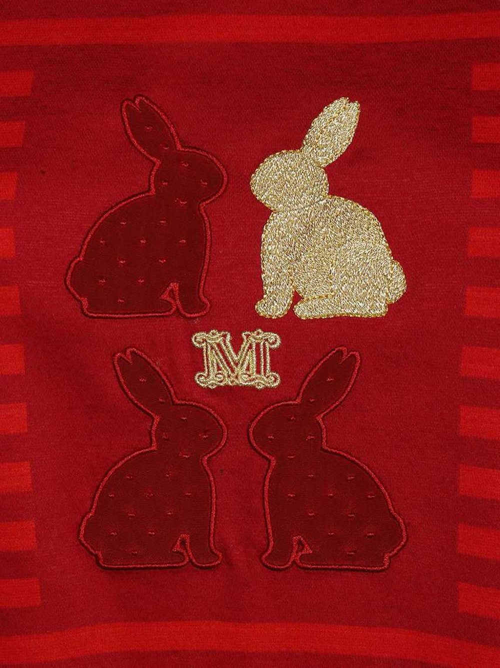 rabbit-detail striped T-shirt - 3