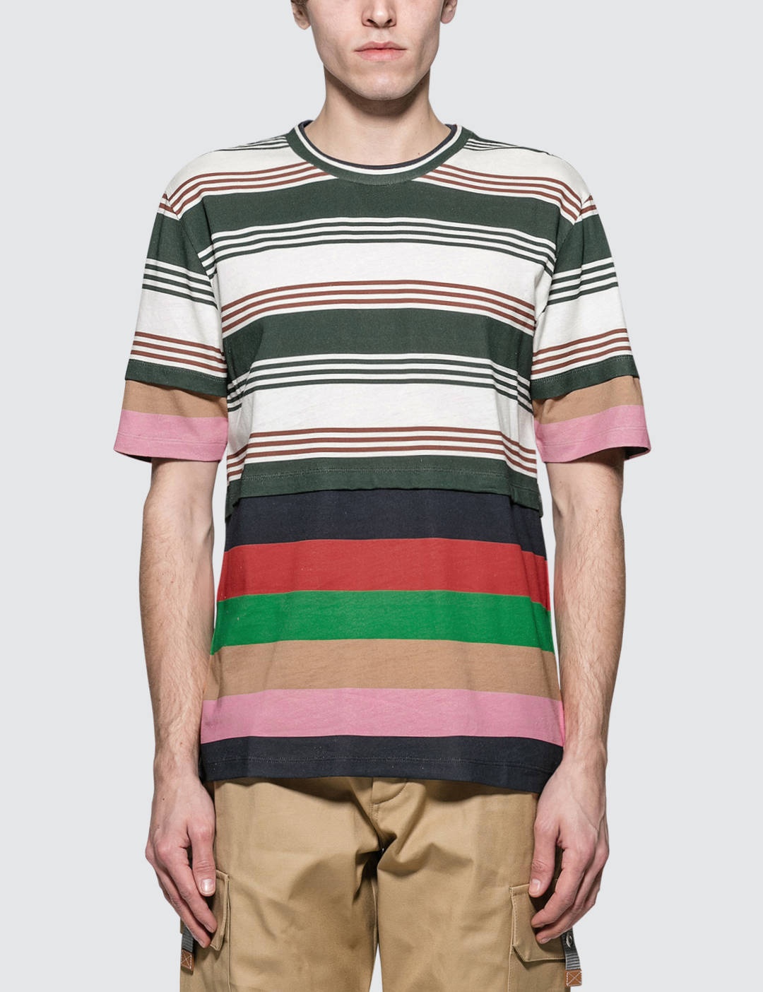 Double Layer Stripe S/S T-Shirt - 1