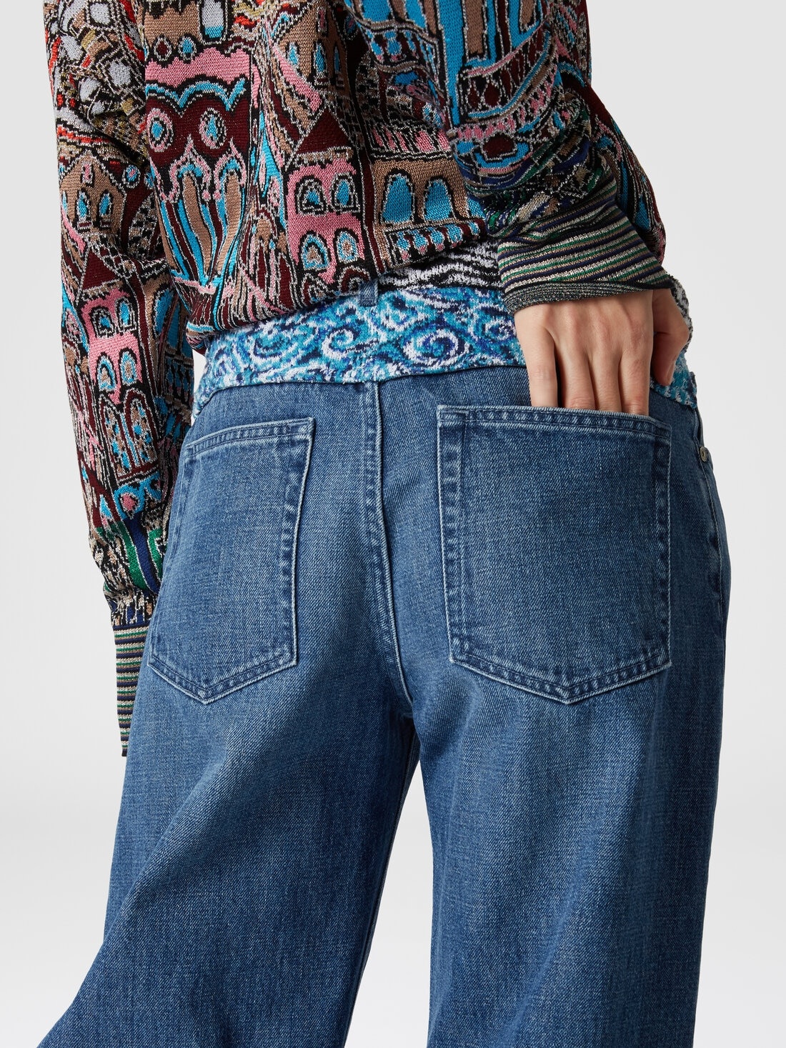 Five denim pockets with knit insert - 5
