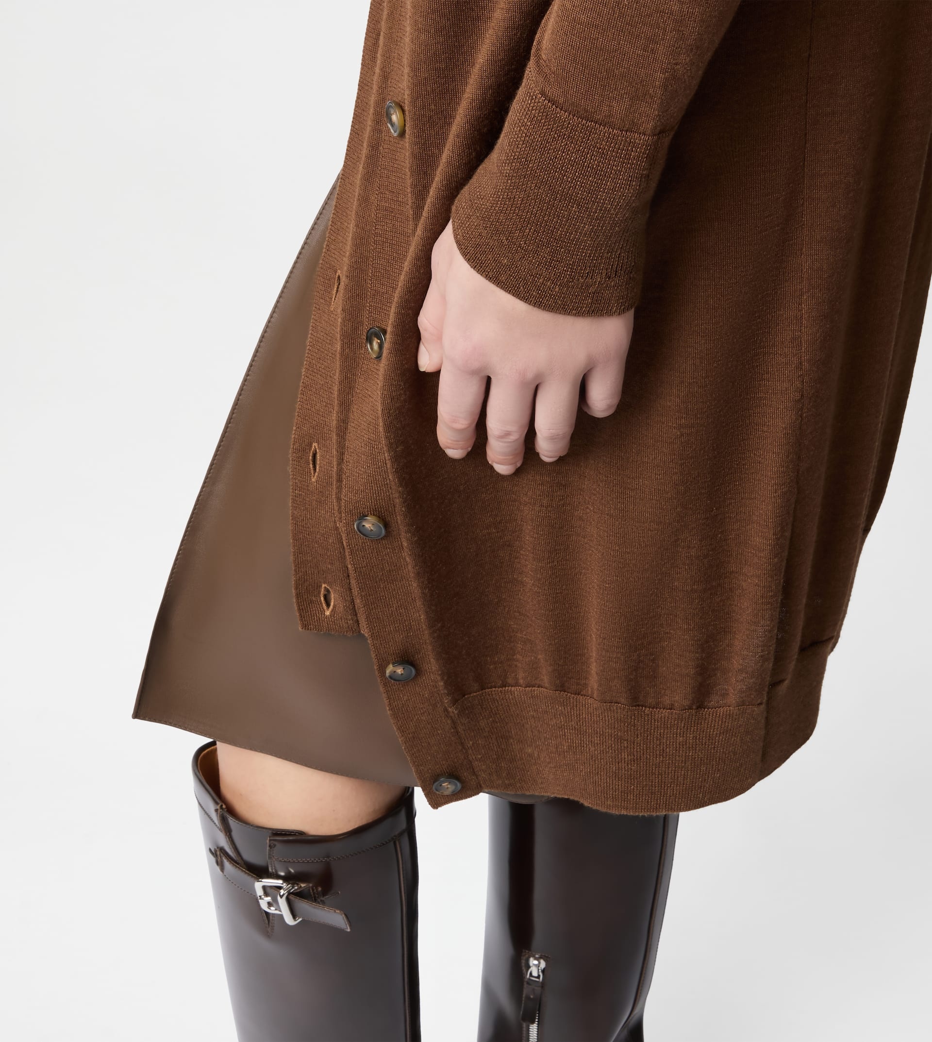 DRESS IN SILK-BLEND KNIT - BROWN - 6
