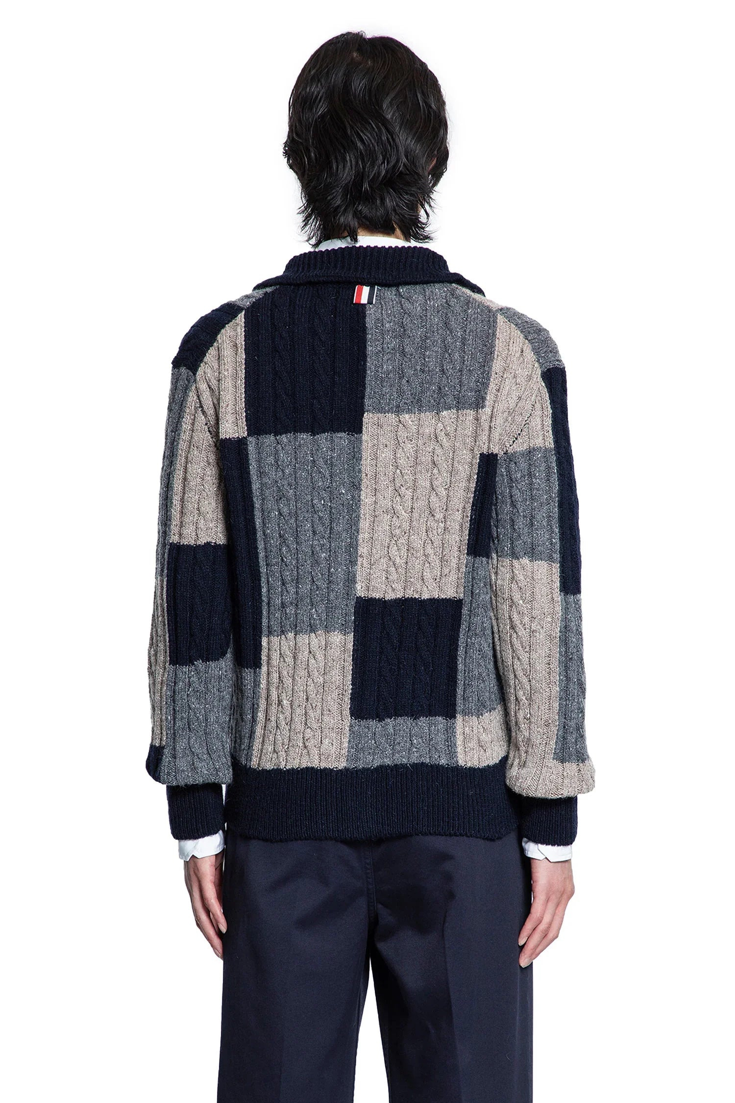 Patchwork-Cable-Knit-Intarsia-Cardigan - 3