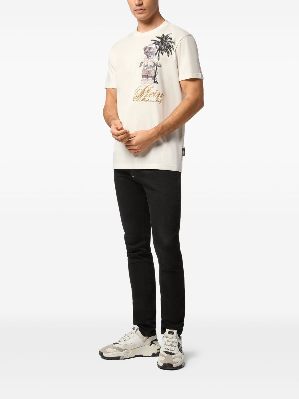 teddy bear-print logo-embroidered T-shirt - 2