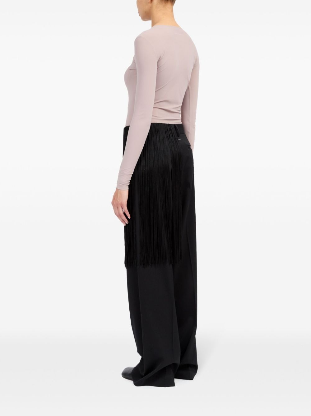 fringe-detailing flared trousers - 5