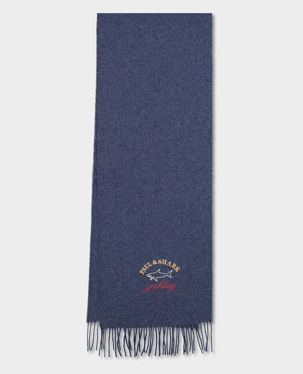 Wool scarf with embroidered Logo - 1