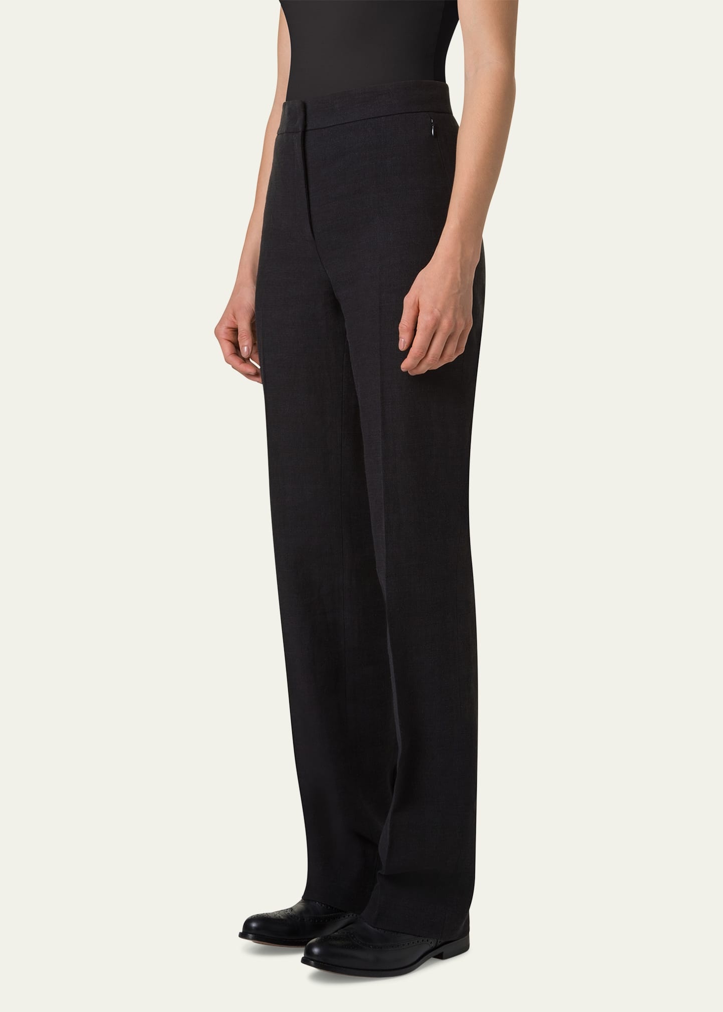 Carl Straight Leg Stonewashed Twisted Linen Wool Pants - 4