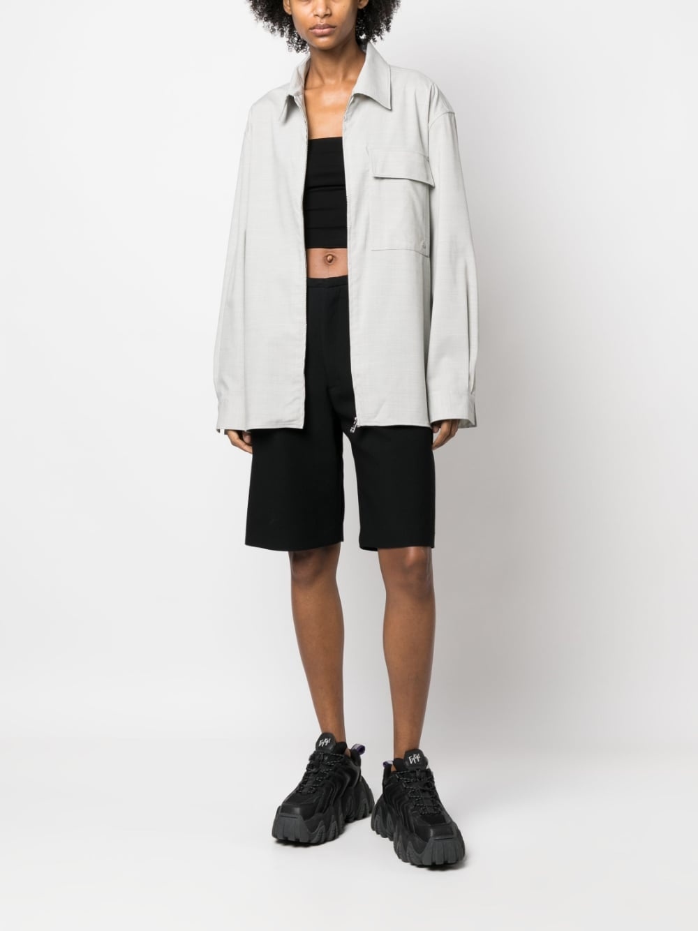 zip-up long-sleeve shirt - 3