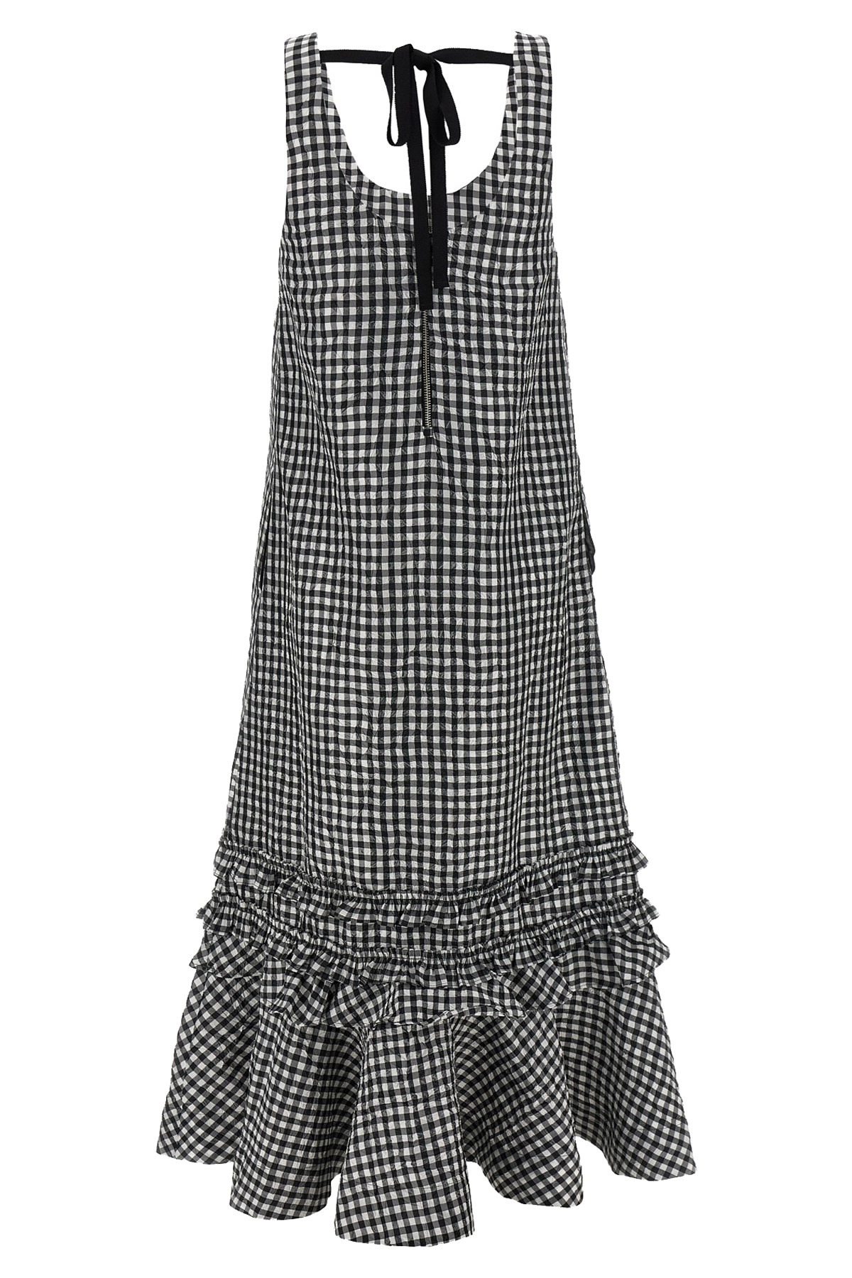 'Crinkled Check Long' dress - 3