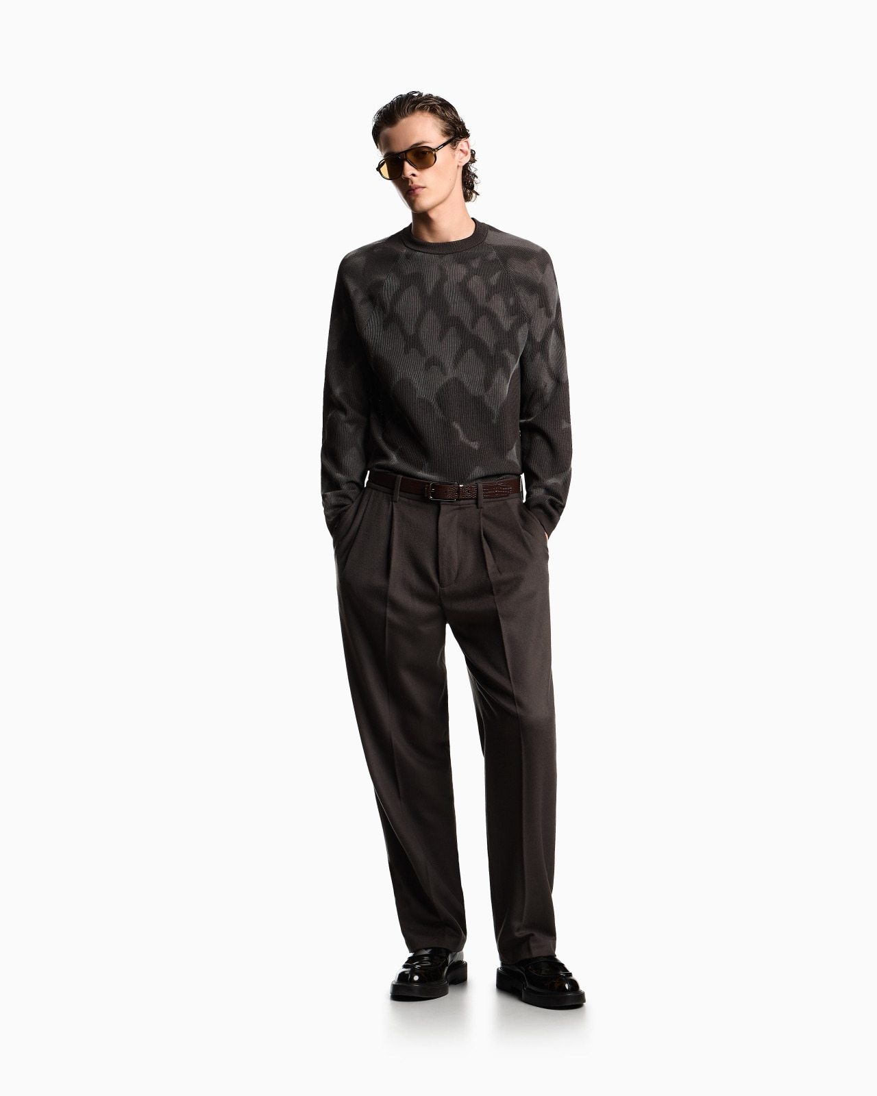 PLATED RIBBED VISCOSE-BLEND JUMPER WITH AN ALL-OVER DESIGN - 2