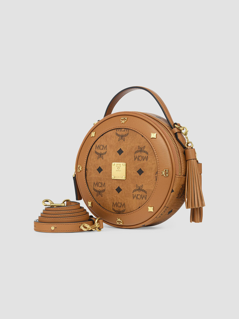 Women's Pina Faux Visetos Leather Crossbody Bag - Cognac 5