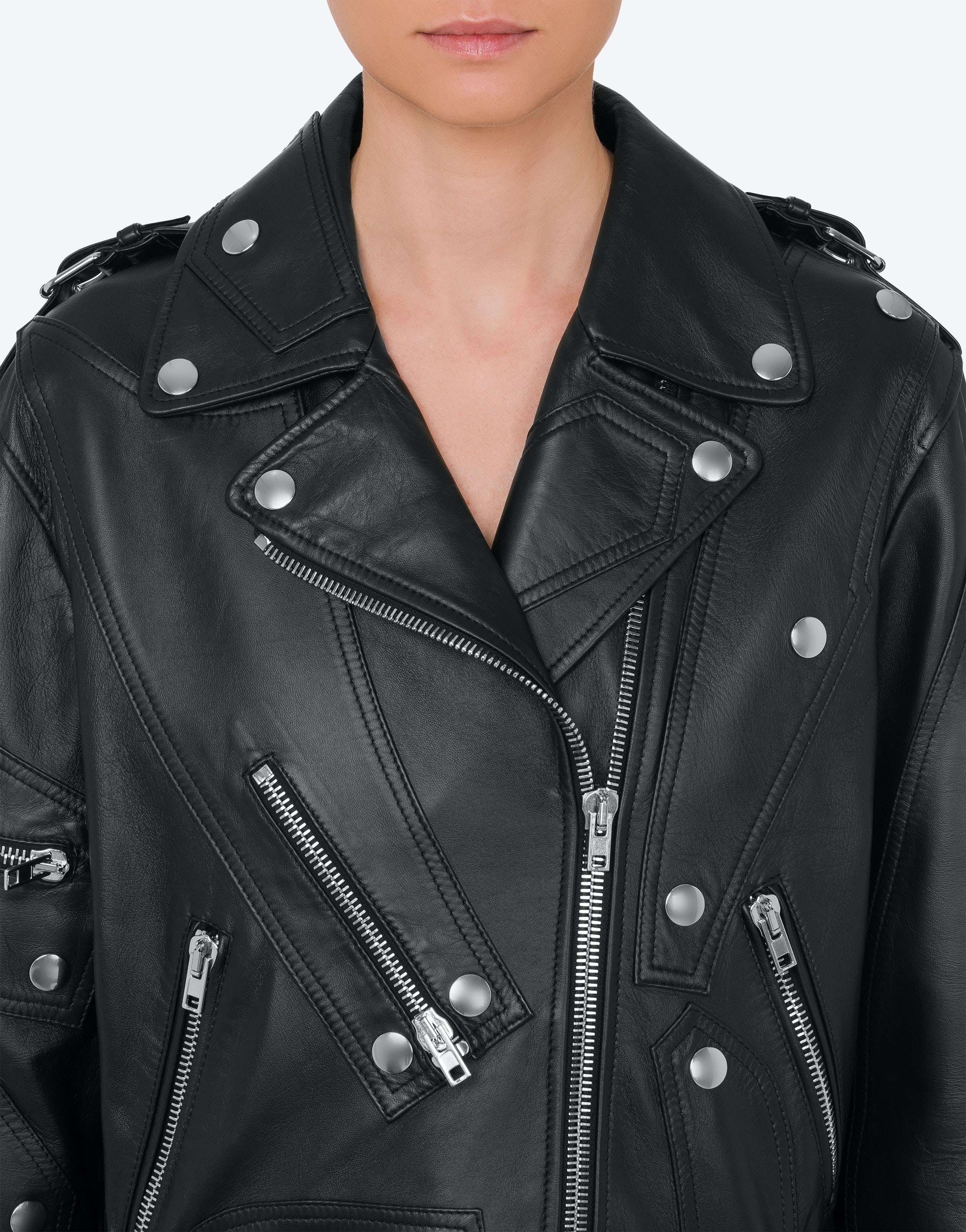 SEWING DETAILS NAPPA LEATHER BIKER - 4