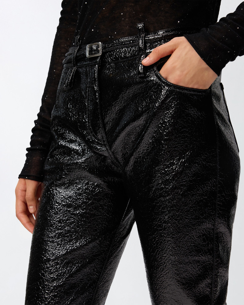 PATENT-EFFECT TROUSERS WITH BELT 5