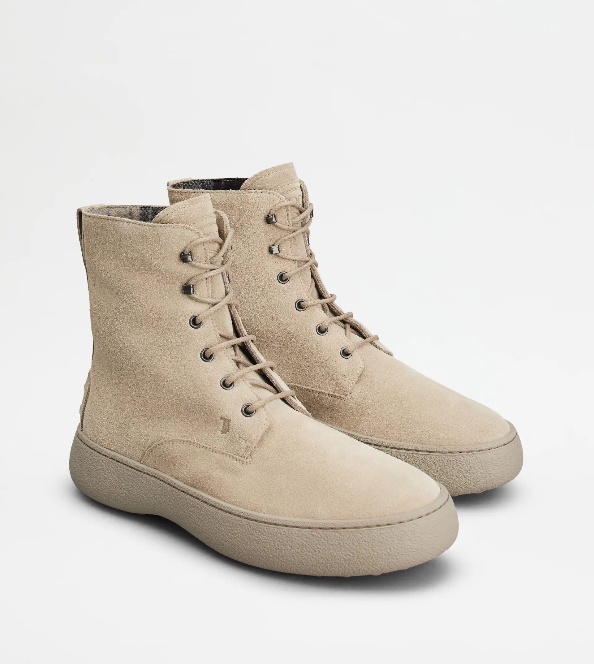 TOD'S W. G. LACE-UP ANKLE BOOTS IN SUEDE - BEIGE - 4