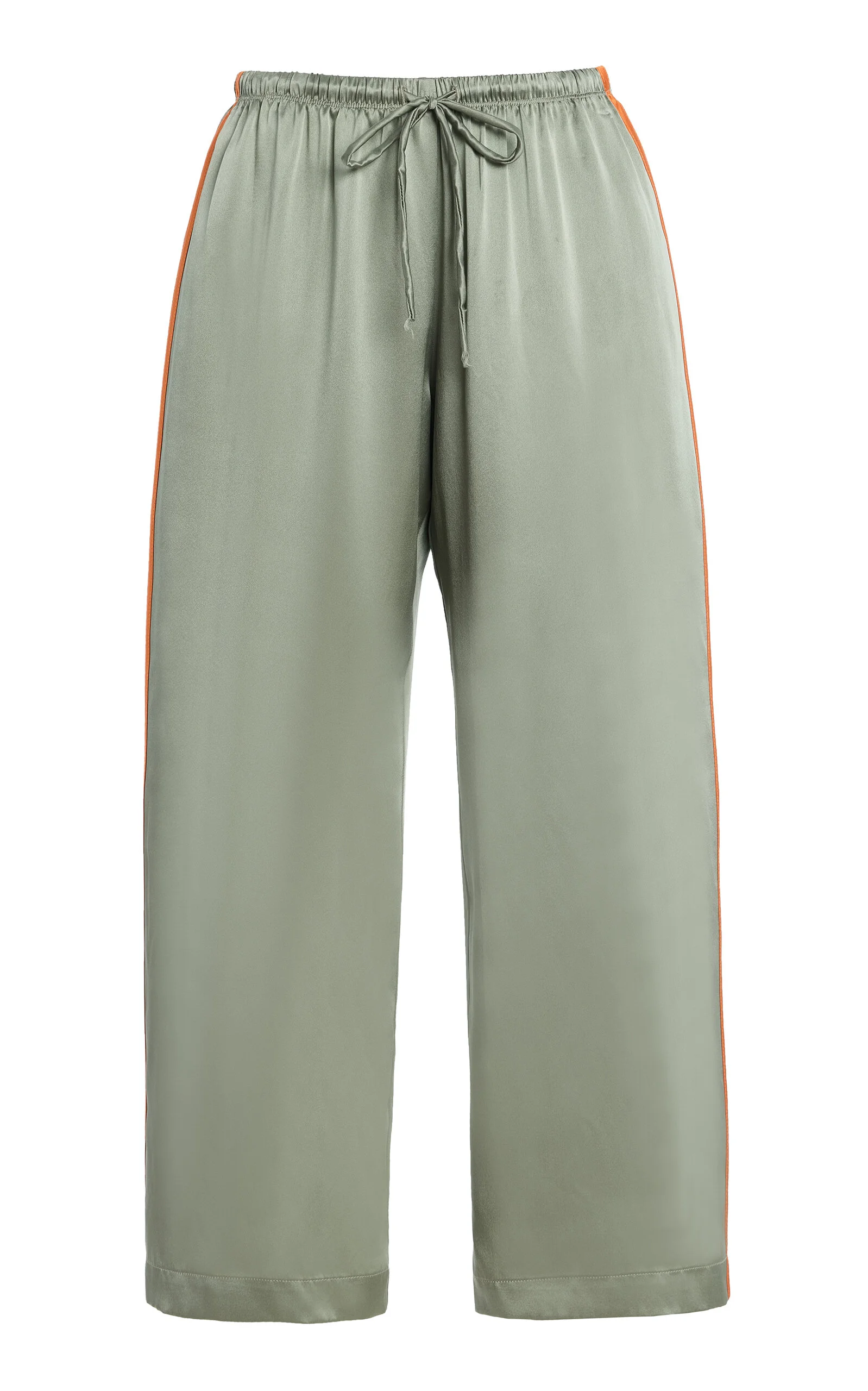 Striped Silk Wide-Leg Cropped Pants green - 1