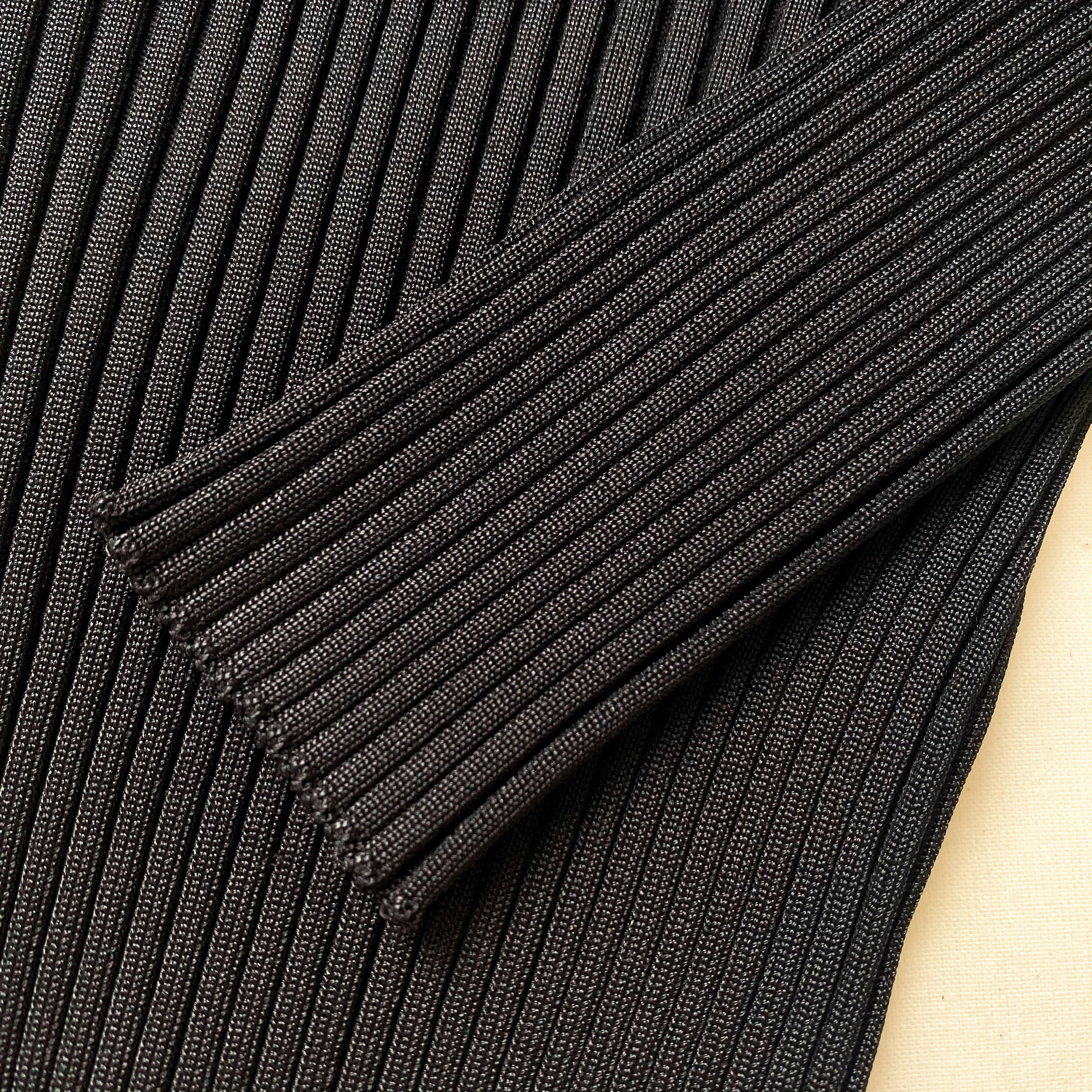 Black Ribbed Knit Cut Out Top - 6