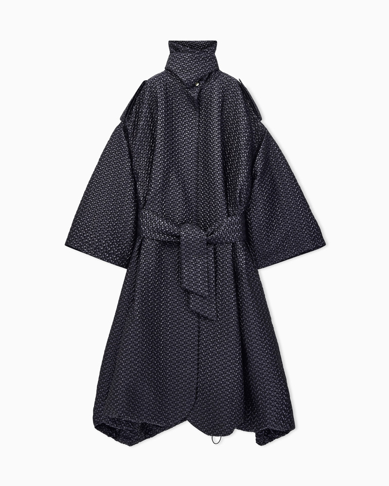 QUILTED JACQUARD SILK COAT WITH GEOMETRIC PATTERN 1