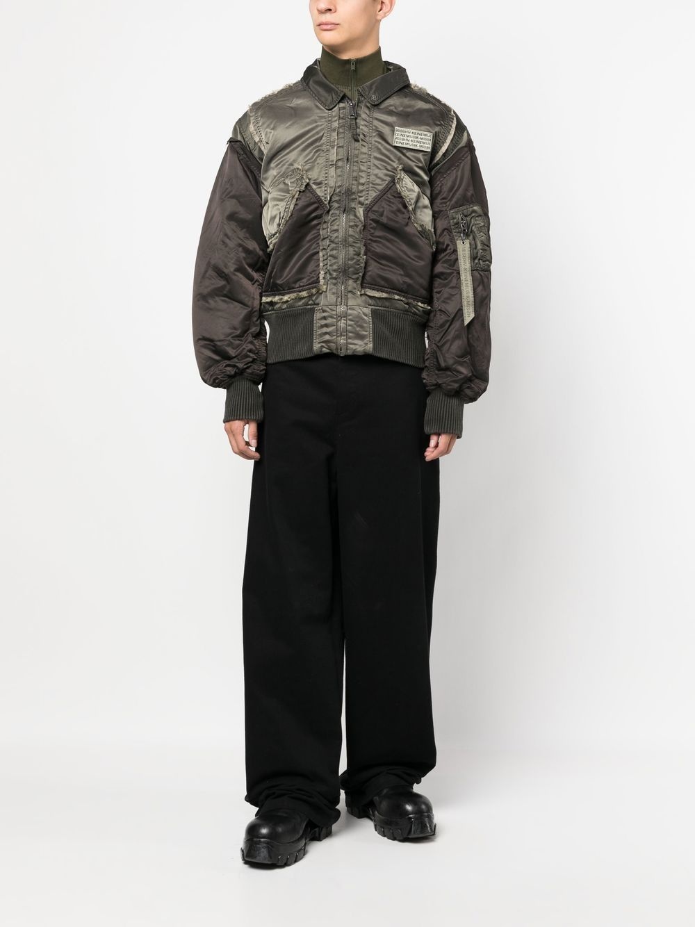 logo-patch panelled bomber jacket - 2