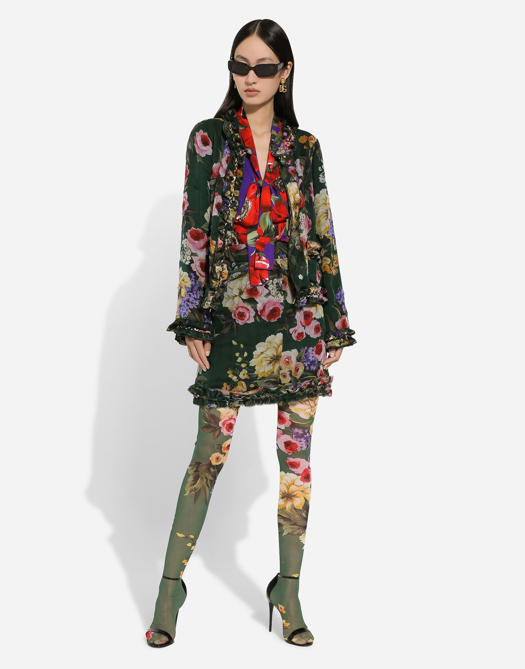 Garden-print chiffon jacket - 2