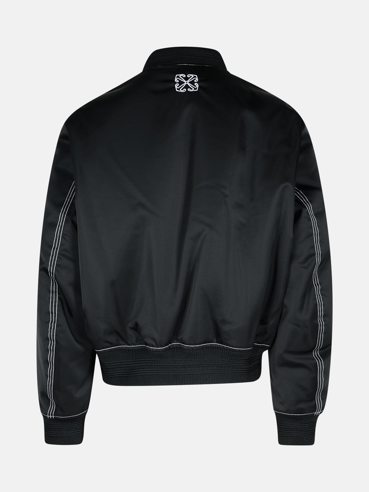 'STICHT' BLACK POLYAMIDE BOMBER JACKET - 3