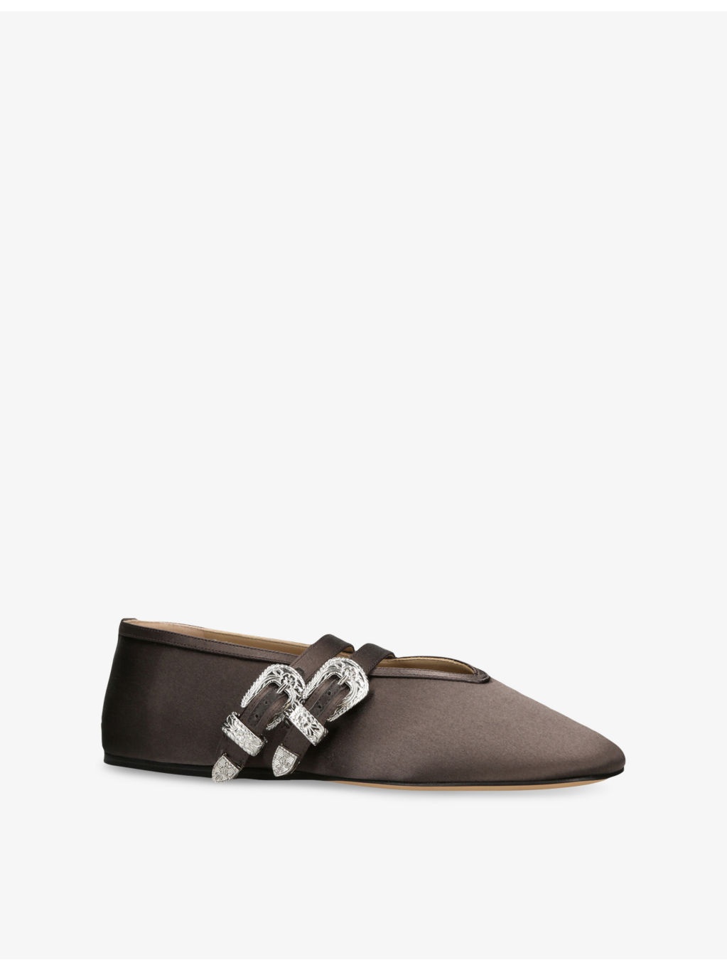 Claudia Double-Buckle Satin Slippers - 3
