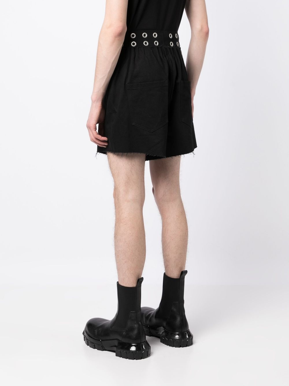 eyelet-detail denim shorts - 4
