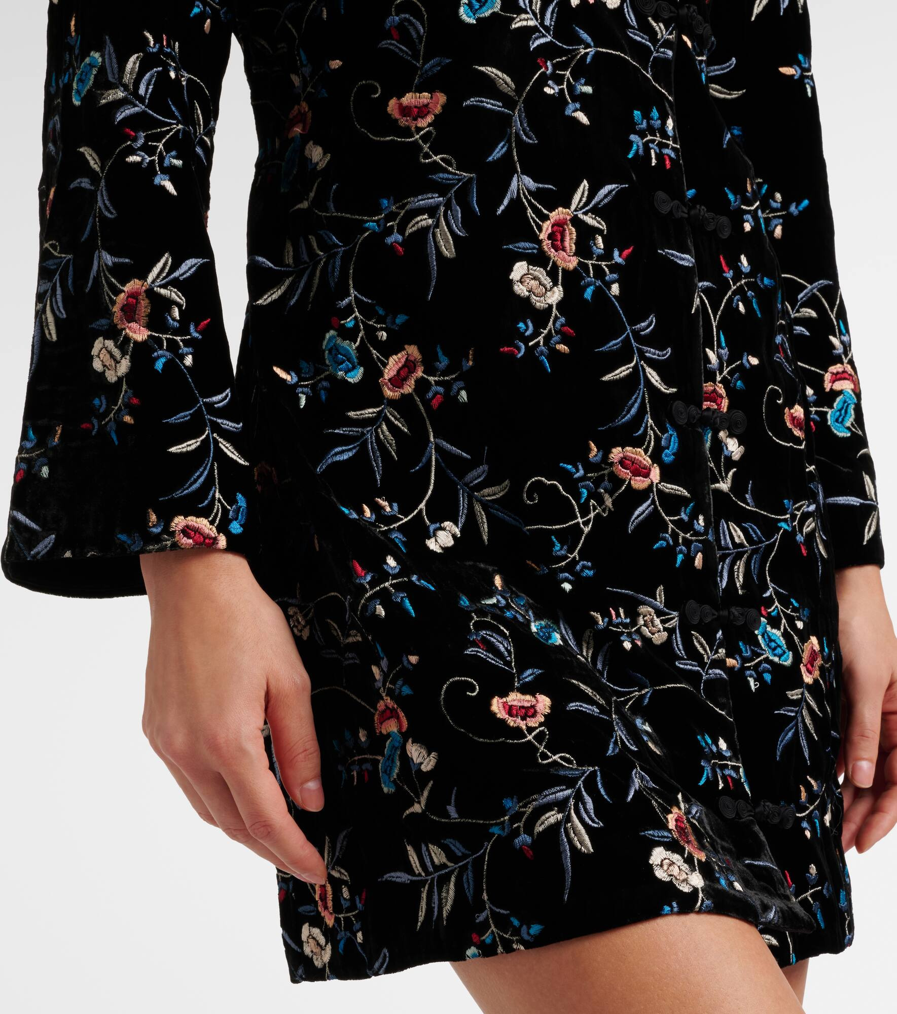 Delphina embroidered velvet minidress - 5