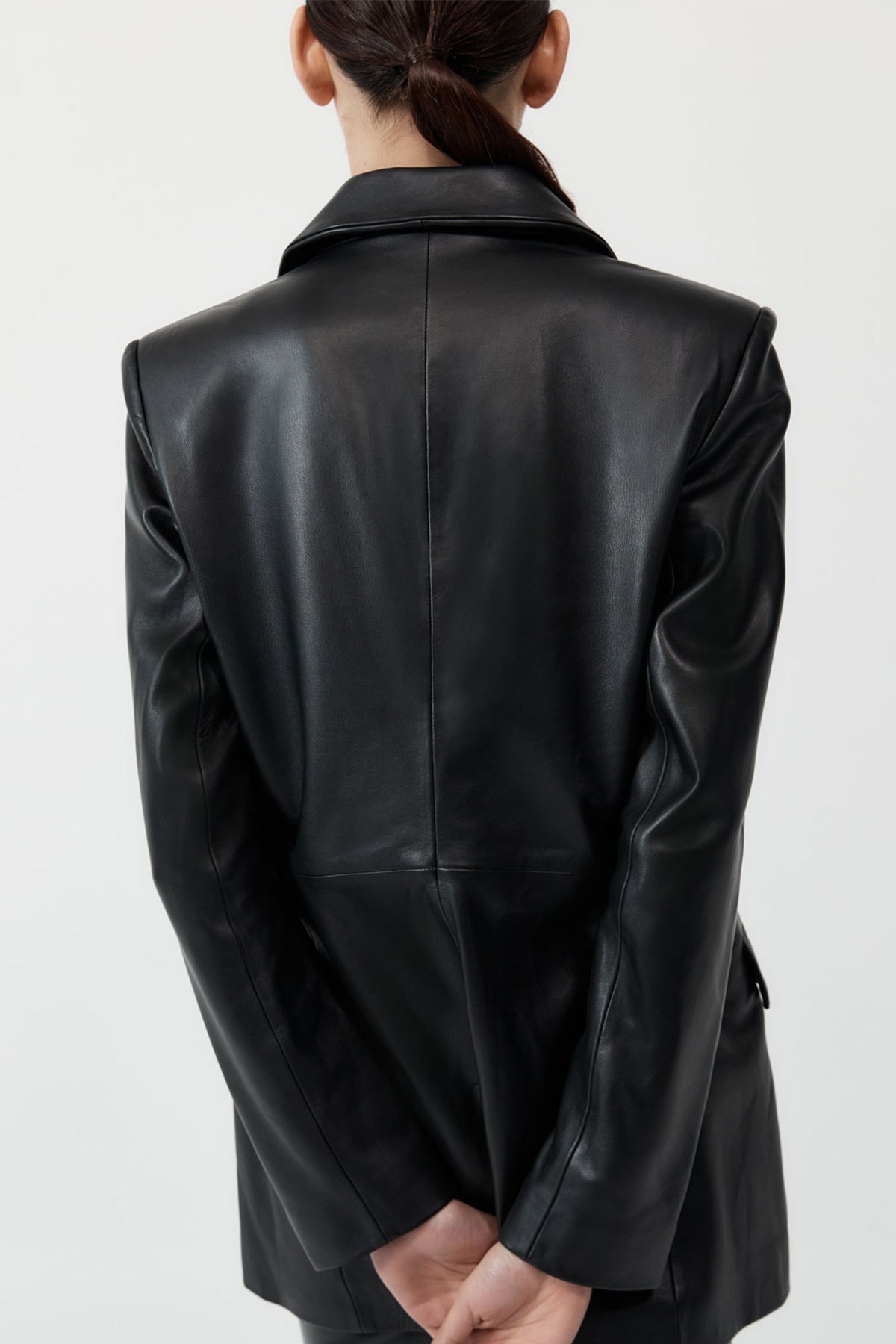 Leather Blazer - Black - 4