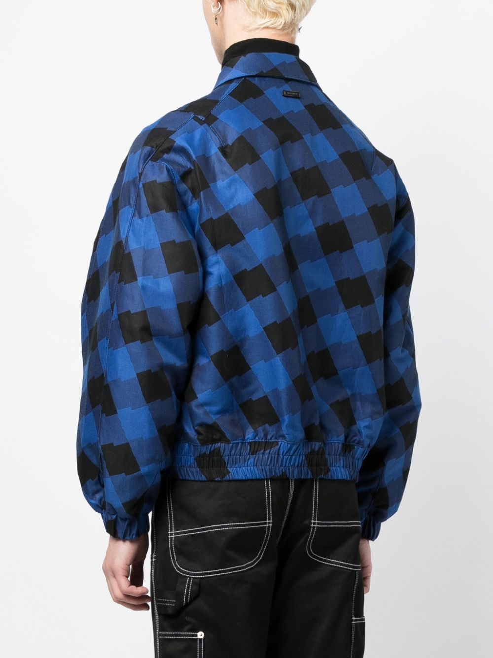 logo-patch checked bomber jacket - 4
