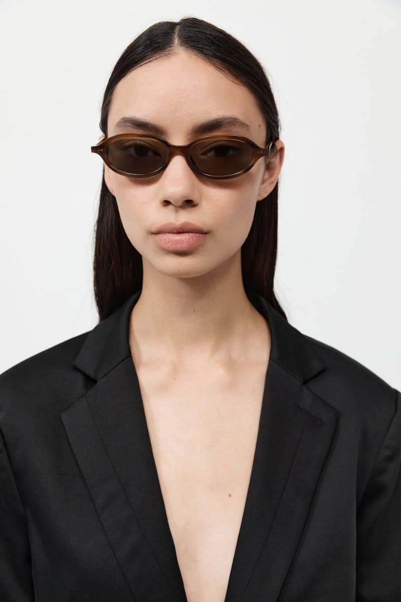 90s Slim Oval Sunglasses - Tortoiseshell 1