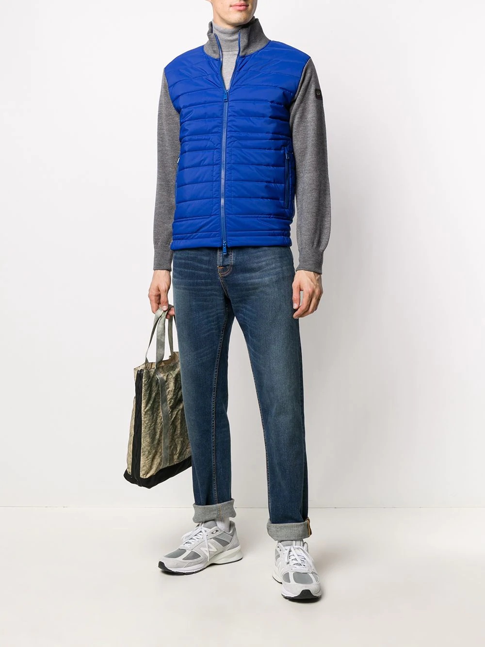 knit-panelled puffer jacket - 2